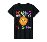 Ruggendo al Leone di Prima elementare ruggito Bambini tornano a Scuola Leoni Maglietta con Stampa Grafica Economica, Donna, Nero, L