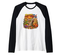 Ruggendo in 7 Dinosauri Festa di Compleanno Building Blocks Dino Maglia con Maniche Raglan