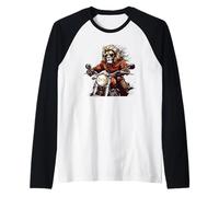 Ruggendo lungo la strada con questo leone su una moto Maglia con Maniche Raglan