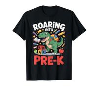 Ruggendo nel Pre K Back To School Dinosaur Bus Maglietta