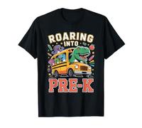 Ruggendo nel Pre K Back To School Dinosaur Bus Maglietta