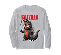 Ruggente Catzilla Monster Costume Divertente Gatto Kaiju Grafica Maglia a Manica