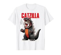 Ruggente Catzilla Monster Costume Divertente Gatto Kaiju Grafica Maglietta