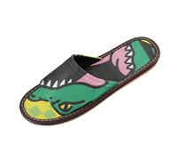 Ruggente coccodrillo blu verde scacchi sposa pantofole Indoor Ultralight antiscivolo su misura sandali antiscivolo per il partito di viaggio ospiti zapatillas para mujer, Coccodrillo ruggente blu