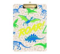 Ruggente Dino Fluorescente Blu Verde Camo Infermiera Appunti Impermeabile per Calcio Softball Coaching Dimensioni 9 x 12.5 Tabla para escribir con Clip