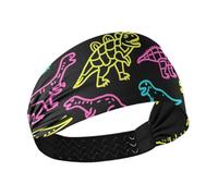 Ruggente Dino Fluorescente Giallo Verde Nero Fasce di Raffreddamento per le donne alla moda Elastico sudore per escursionismo make up basket Yoga accessori para cabello de mujer