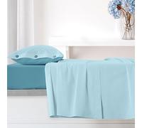 Ruggeri - Completo Letto - 100% Cotone di Alta Qualità Morbido e Traspirante | 1 Federa + 1 Lenzuolo con Angoli + 1 Lenzuolo Sopra | Collezione Everyday (Blu, Una piazza e mezzo)