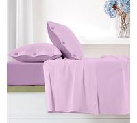 Ruggeri - Completo Letto - 100% Cotone di Alta Qualità Morbido e Traspirante | 2 Federe + 1 Lenzuolo con Angoli + 1 Lenzuolo Sopra | Collezione Everyday (Lilla, Matrimoniale)