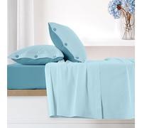 Ruggeri - Completo Letto - 100% Cotone di Alta Qualità Morbido e Traspirante | 2 Federe + 1 Lenzuolo con Angoli + 1 Lenzuolo Sopra | Collezione Everyday (Blu, Matrimoniale)