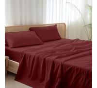 Ruggeri - Completo Letto - 100% Morbida Microfibra di Alta Qualità | 2 Federe + 1 Lenzuolo con Angoli + 1 Lenzuolo Sopra - Collezione Shiny Day (Bordeaux)