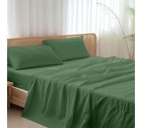 Ruggeri - Completo Letto - 100% Morbida Microfibra di Alta Qualità | 2 Federe + 1 Lenzuolo con Angoli + 1 Lenzuolo Sopra - Collezione Shiny Day (Verde Scuro)