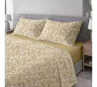 Ruggeri - Completo Letto - 100% Morbida Microfibra di Alta Qualità | Federe + 1 Lenzuolo con Angoli + 1 Lenzuolo Sopra - Collezione Everyday (Foglie Tortora, Matrimoniale)