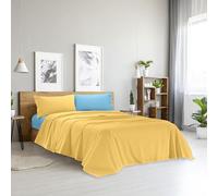 Ruggeri - Completo Letto Matrimoniale - 100% Cotone - Collezione Good Vibes (Giallo e Azzurro)