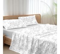 Ruggeri - Completo Letto Matrimoniale - 100% Cotone di Alta Qualità | 2 Federe + 1 Lenzuolo con Angoli + 1 Lenzuolo Sopra - Collezione Everyday (Batik Grigio)