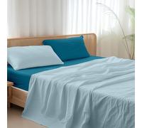 Ruggeri - Completo Letto Matrimoniale - 100% Morbida Microfibra di Alta Qualità - Federe + 1 Lenzuolo con Angoli + 1 Lenzuolo Sopra - Collezione Everyday (Azzurro e Blu, Matrimoniale)
