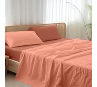Ruggeri - Completo Letto Matrimoniale - 100% Morbida Microfibra di Alta Qualità - Federe + 1 Lenzuolo con Angoli + 1 Lenzuolo Sopra - Collezione Everyday (Arancione Bicolor, Matrimoniale)