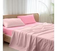 Ruggeri - Completo Letto Matrimoniale - 100% Morbida Microfibra di Alta Qualità - Federe + 1 Lenzuolo con Angoli + 1 Lenzuolo Sopra - Collezione Everyday (Rosa Bicolor, Matrimoniale)