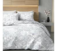 Ruggeri - Completo Letto Matrimoniale - 100% Cotone di Alta Qualità | 2 Federe + 1 Lenzuolo con Angoli + 1 Lenzuolo Sopra - Collezione Everyday (Batik Grigio)