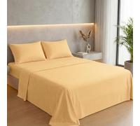 Ruggeri Completo Letto Matrimoniale in Microfibra Morbida, Set 4 Pezzi con Lenzuolo Sopra 240x280 cm, Lenzuolo con Angoli 170x195 cm e 2 Federe 50x80 cm, Traspirante e Resistente (Arancione)