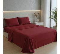 Ruggeri - Completo Letto - 100% Morbida Microfibra di Alta Qualità | 2 Federe + 1 Lenzuolo con Angoli + 1 Lenzuolo Sopra - Collezione Shiny Day (Bordeaux)