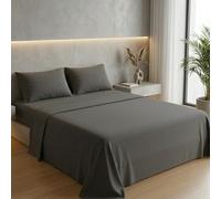 Ruggeri Completo Letto Matrimoniale in Microfibra Morbida, Set 4 Pezzi con Lenzuolo Sopra 240x280 cm, Lenzuolo con Angoli 170x195 cm e 2 Federe 50x80 cm, Traspirante e Resistente (Grigio Antracite)