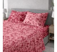 Ruggeri Completo Letto Matrimoniale, Microfibra, Floreale Rosso Bicolor