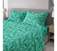 Ruggeri Completo Letto Matrimoniale, Microfibra, Floreale Verde Bicolor