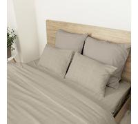 Ruggeri Lenzuola Matrimoniali in Raso di Cotone 100% - Completo Letto 4 Pezzi (2 Lenzuoli + 2 Federe) - Made in Italy - Quadri Sabbia