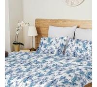 Ruggeri - Parure Copripiumino Matrimoniale- 100% Puro Cotone - Made In Italy - Collezione Flower Mon Amour (Orchidee Blu)