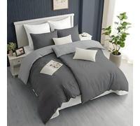 Ruggeri Set 2 Copripiumino 135x200cm con 2 Federe 80x80cm, Grigio Bicolor