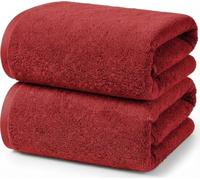 Ruggeri - Set 2 Teli Doccia e Bagno 70x140 cm - 100% Puro Cotone Extra Morbido - Collezione Asciugamani - Let's Color! (Rosso)