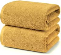 Ruggeri - Set 2 Teli Doccia e Bagno 70x140 cm - 100% Puro Cotone Extra Morbido - Collezione Asciugamani - Let's Color! (Giallo)