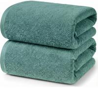 Ruggeri - Set 2 Teli Doccia e Bagno 70x140 cm - 100% Puro Cotone Extra Morbido - Collezione Asciugamani - Let's Color! (Verde)