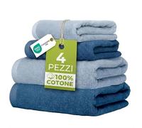 Ruggeri - Set Asciugamani 2 + 2 | Viso + Ospite | 100% Cotone Extra Morbido 500 gr - Let's Color! (Azzurro e Blu)