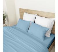 Ruggeri - Set 4 pezzi Completo Letto Matrimoniale - 100% Puro Cotone - Made In Italy - Collezione Let's Color! (Azzurro)