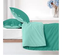 Ruggeri - Set Copripiumino - 100% Cotone di Alta Qualità Morbido e Traspirante | 2 Federe + 1 Copripiumino | Collezione Everyday (Verde, Matrimoniale)