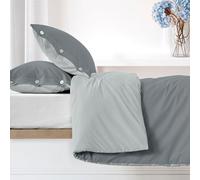 Ruggeri - Set Copripiumino - 100% Cotone di Alta Qualità Morbido e Traspirante | 2 Federe + 1 Copripiumino | Collezione Everyday (Grigio, Matrimoniale)