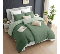 Ruggeri - Parure Copripiumino Matrimoniale | 100% Morbida Microfibra di Alta Qualità - Collezione Everyday (Verde Bicolor, 2 Copripiumino 135x200cm + 2 Federe 80x80cm)