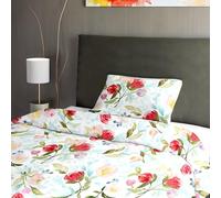 Ruggeri - Parure Copripiumino Piazza e Mezza - 100% Puro Cotone - Made In Italy - Collezione Flower Mon Amour (Voglia di Tulipani)