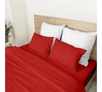 Ruggeri Set Lenzuola 4 pezzi Completo Letto Matrimoniale, Cotone, Rosso