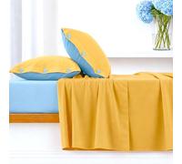 Ruggeri - Completo Letto Matrimoniale - 100% Cotone - Collezione Good Vibes (Giallo e Azzurro)