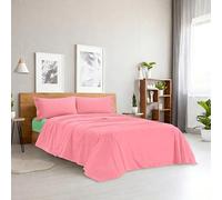 Ruggeri - Completo Letto Matrimoniale - 100% Cotone - Collezione Good Vibes (Rosa e Verde)