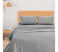 Ruggeri Completo Letto - Made in Italy - 100% Raso di Puro Cotone - Collezione Di Raso in Raso (Quadri Grigi)