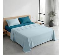 Ruggeri - Completo Letto Matrimoniale - 100% Morbida Microfibra di Alta Qualità - Federe + 1 Lenzuolo con Angoli + 1 Lenzuolo Sopra - Collezione Everyday (Azzurro e Blu, Matrimoniale)