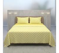 Ruggeri - Completo Letto - 100% Morbida Microfibra di Alta Qualità | 2 Federe 50x80cm + 1 Lenzuolo con Angoli 170x200cm + 1 Lenzuolo Sopra 240x280cm - Collezione Beat (Quadri Gialli, Matrimoniale)
