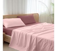 Ruggeri Set Lenzuola Completo Letto Matrimoniale, Microfibra, Rosso Bicolor