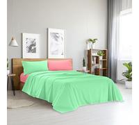 Ruggeri Completo Letto Matrimoniale Collezione Good Vibes 100% Cotone Verde e Rosa
