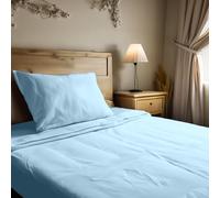 Ruggeri Set Lenzuola3 Pezzi Completo Letto, Piazza e Mezza, Cotone, Azzurro