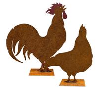 Ruggine Decorazione Gallo E Gallina - Uno Charmantes Paio per Casa Garten Fatto