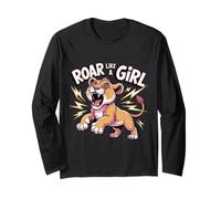 Ruggire Come Una Ragazza Feroce Leonessa Empowerment Design Maglia a Manica